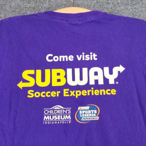 Gildan Score Big Soccer Experience T-Shirt Mens Large Short Sleeve Purple Cotton - Picture 7 of 15